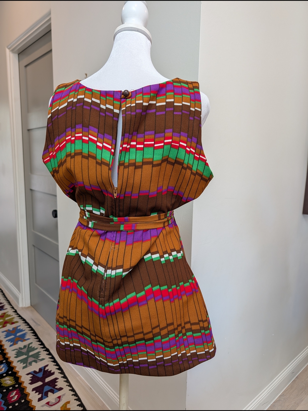 Vintage Striped Multicolor Sleeveless Mini Pants Set